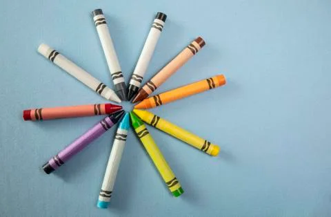 Crayons on the floor Stock Photos