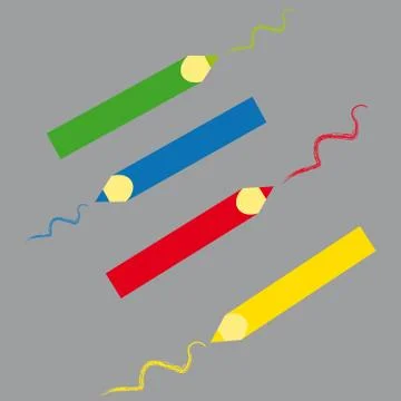 Crayons with line on grey background Stock Illustration
