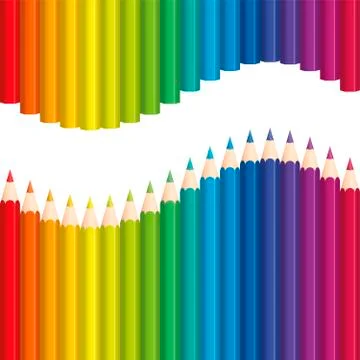 Crayons Rainbow Colored Pencils Wave Seamless Illustrazione stock