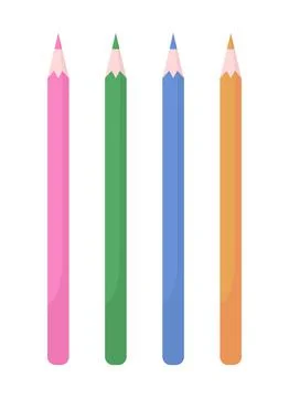 Crayons semi flat color vector objects set イラスト素材