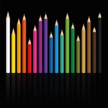 Crayons Set Different Lengths Stock Illustration