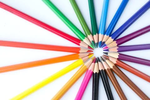 Crayons in the shape of a circle Stock Photos