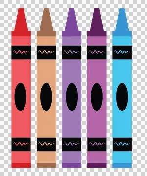Crayons Standing With Waves And Ovals In Red Stock Illustration