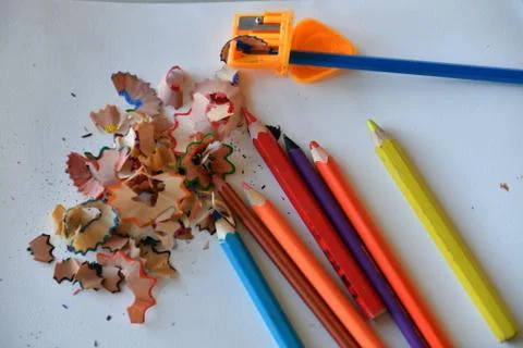 Crayons on a white background Stock Photos