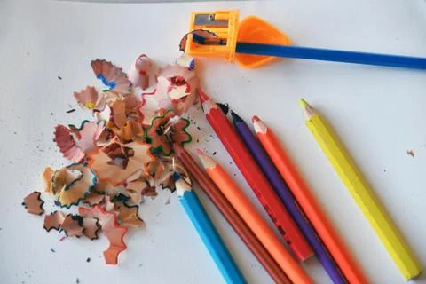 Crayons on a white background Stock Photos
