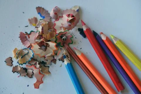 Crayons on a white background Stock Photos