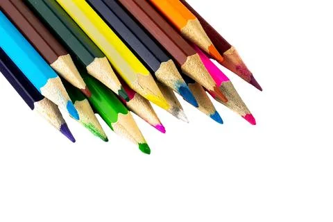Crayons on white isolated background Stock Photos