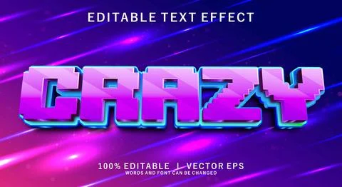 Crazy 3d vector text effect with modern style design Stock Illustration