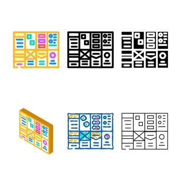 Crazy 8s ux ui design color icon vector clean Stock Illustration