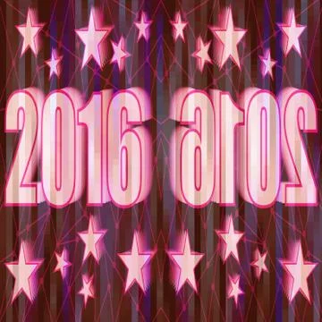 Crazy background for 2016 new year welcome with mirror numbers, decoration fo Stock Illustration