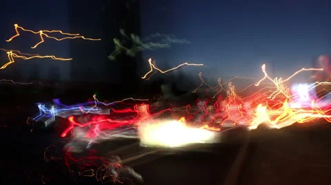 Crazy backlights of evening traffic Stock Footage 67988504