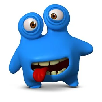 Crazy blue monster 스톡 일러스트