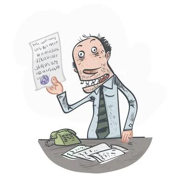 Crazy boss. Comic character. Vector illustration Stock Illustration