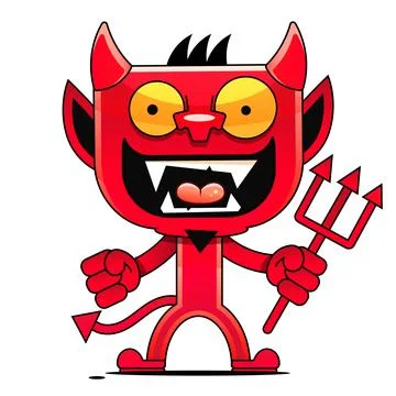 Crazy cartoon devil. Vector clip art illustration with simple gradients. Stockillustratie