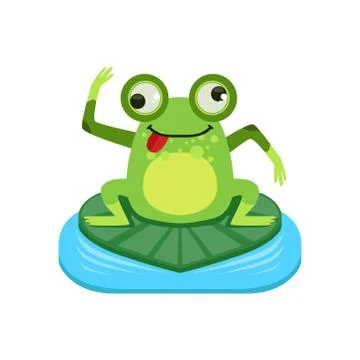 Crazy Cartoon Frog Character 스톡 일러스트