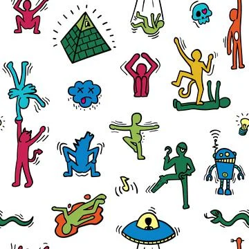 Crazy Cartoon Pattern Illustrazione stock