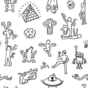 Crazy Cartoon Pattern Stockillustratie