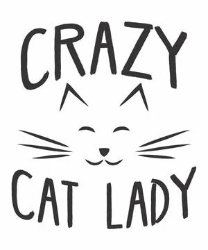 CRAZY CAT LADY Stock Illustration