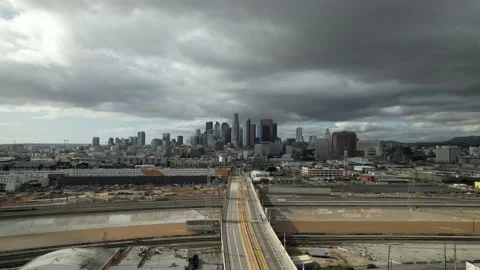 Crazy Clouds over Downtown Los Angeles Skyline Stock Footage 230208228