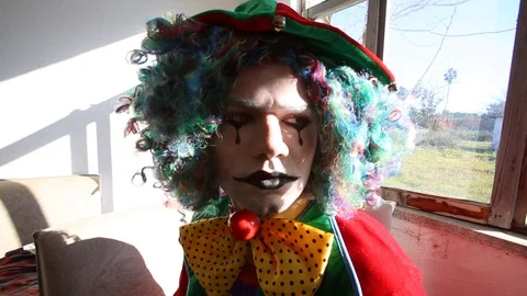 Crazy Clown Costume Man Stock Footage 117720065