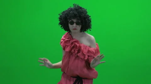 Crazy clown dance green screen Stock Footage 64805389
