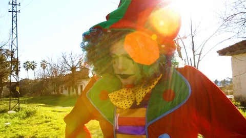 Crazy Clown at Sunset Stock Footage 117719847
