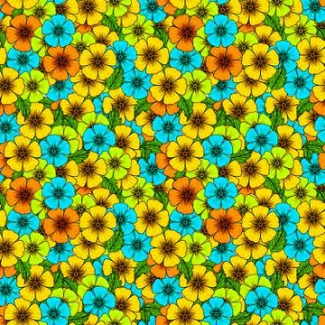 Crazy colors floral seamless pattern イラスト素材
