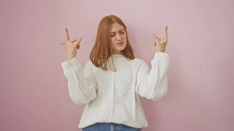 Crazy cool, young redhead rocking out! star-studded expression, heavy on mu.. Stock Footage 274700451