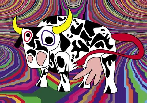 Crazy cow Stock Illustration