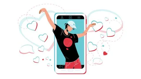 Crazy Dance Dancing Man On Phone Screen Vector Stock Illustration