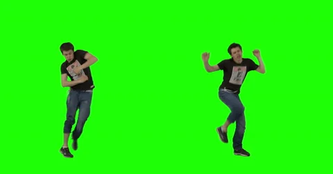 Crazy Dance on Green Screen Stock Footage