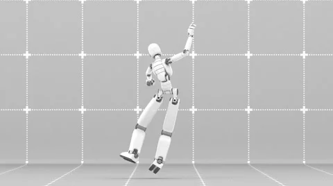 Crazy dance of white futuristic robot - Part 3 of 3 Stock Footage 915331