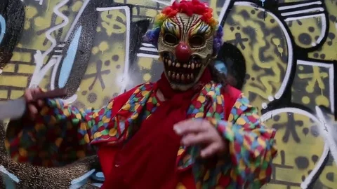 Crazy Demonic Clown Dancing 720p 60 frames per second Stock Footage 85190142