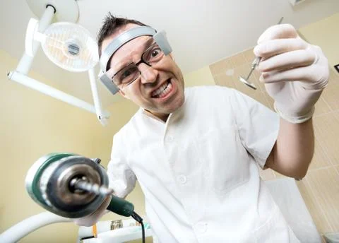 Crazy dentist Stock Photos