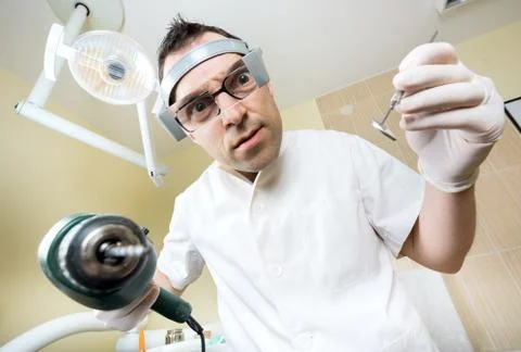Crazy dentist Foto stock