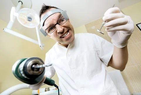 Crazy dentist Stock Photos