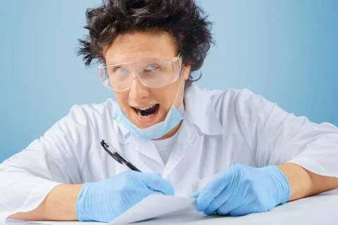 Crazy doctor writing notes Stock Photos