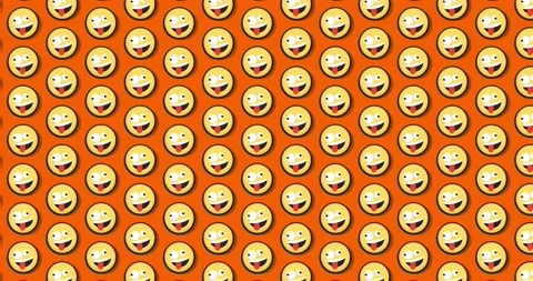 Crazy emoji animated tile Loopable motion graphics pattern background. Over.. Stock Footage 224358046