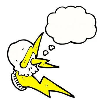 Crazy exploding skull with thought bubble Stock Illustration