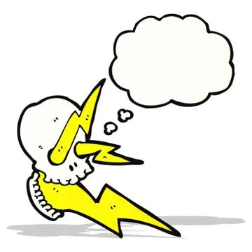 Crazy exploding skull with thought bubble Stock Illustration