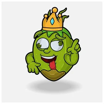 Crazy expression with Coconut Fruit Crown Mascot Character Cartoon. Stock Illustration