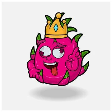 Crazy expression with Dragon Fruit Crown Mascot Character Cartoon. Stock Illustration