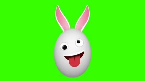 Crazy expression easter bunny on green screen. Stock Illustration