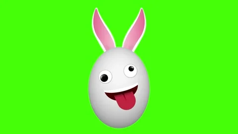 Crazy expression easter bunny with swinging on green screen Stock Footage 306079297