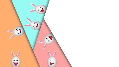 Crazy expression easter egg with bunny ears on unique colorful shape with c.. Stock Illustration