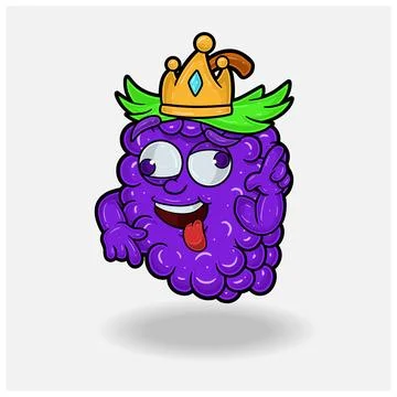 Crazy expression with Grape Fruit Crown Mascot Character Cartoon. Stock Illustration