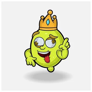 Crazy expression with Lemon Fruit Crown Mascot Character Cartoon. Stock Illustration