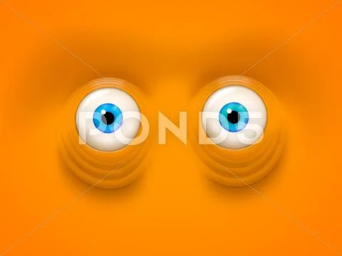 Crazy eyed stare illustration - wild blue eyes in an orange face Stock Illustration