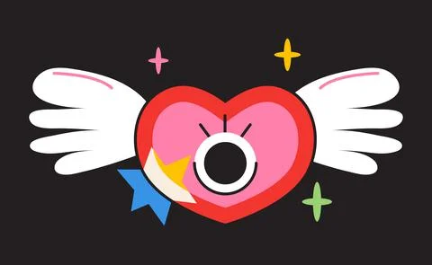 Crazy face sticker vector. Abstract comic character with big angry eye Stock Illustration