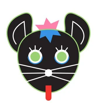 Crazy face sticker vector. Abstract comic character with big angry eye Stock Illustration